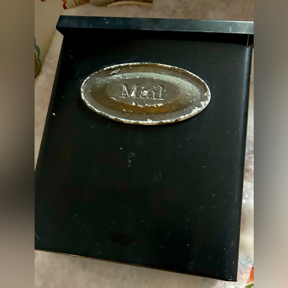 Black Metal embossed Post Mailbox Letter box upcycle project a bit scratched
